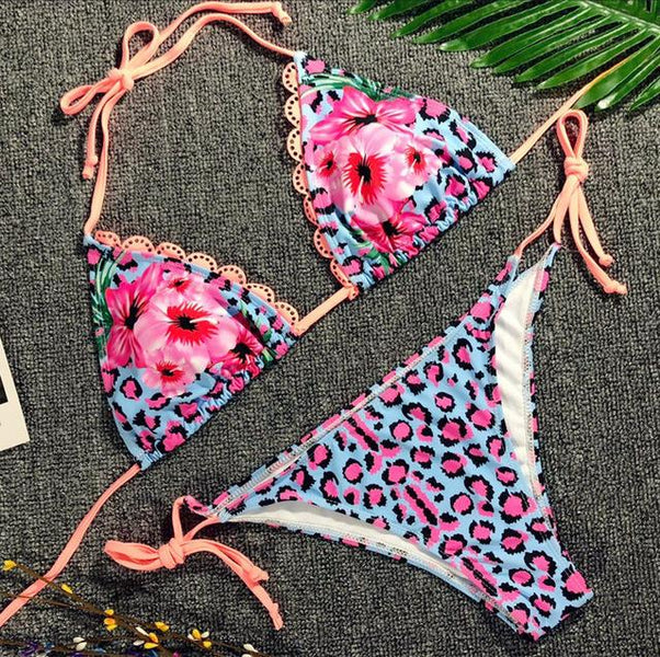 Dani Dyer Wearing Our Floral Pink Leopard String Bikini On The Reality TV Show Love Island UK