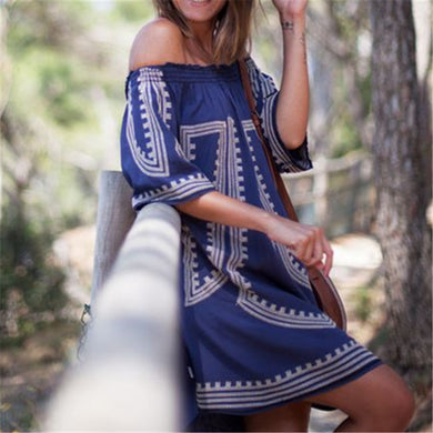Deep Blue Vintage Cover Up Dress