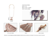 Brown Rope Tassel Pendant Adjustable Long Chain Necklace