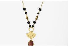 Wood Bead Natural Stone Suede Tassel Multilayer Necklace