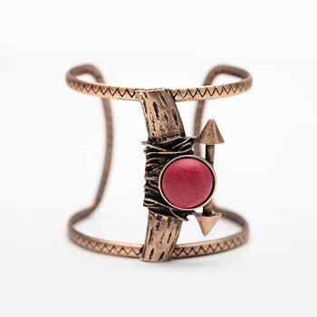 Pure Heart Cuff Bangle Inset Arrow Hollow Out Bracelet