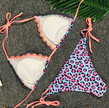 Floral Pink Leopard Print String Bikini